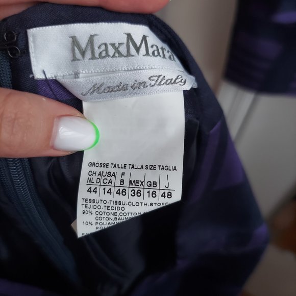 MAX MARA Suit (Jacket+Skirt) Geometric Pattern Peplum in Purple - Picture 8 of 8